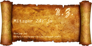 Mitzger Zója névjegykártya
